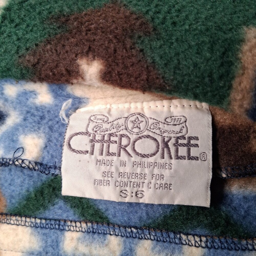 Vintage 1990s Cherokee Fleece Jacket Youth 6 Quilt Pattern Snowflake Gorpcore - Picture 8 of 15